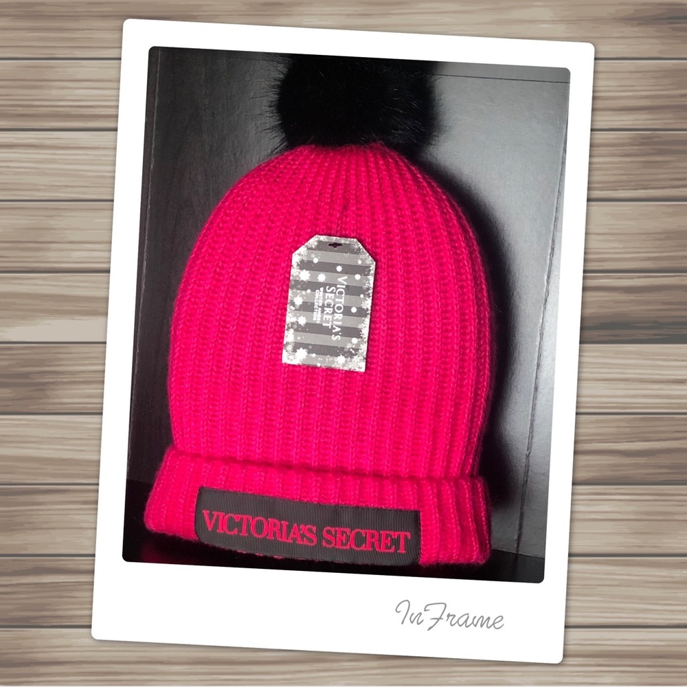 NWT Victorias Secret Pink Pom-Pom Beanie Hat